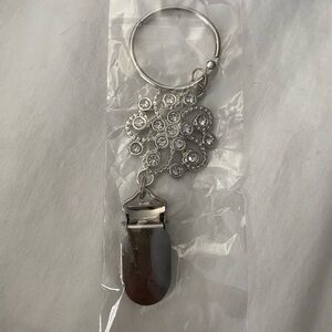 Silver Hat Clip & Keychain with Crystal Accents